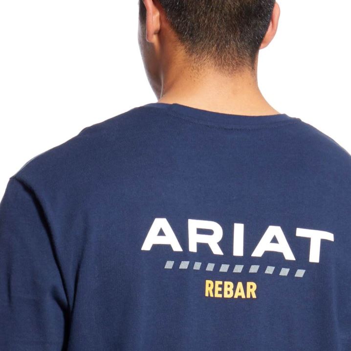 Ariat Rebar Cotton Strong Logo T-Shirt Temno Modre | nyV34lE4