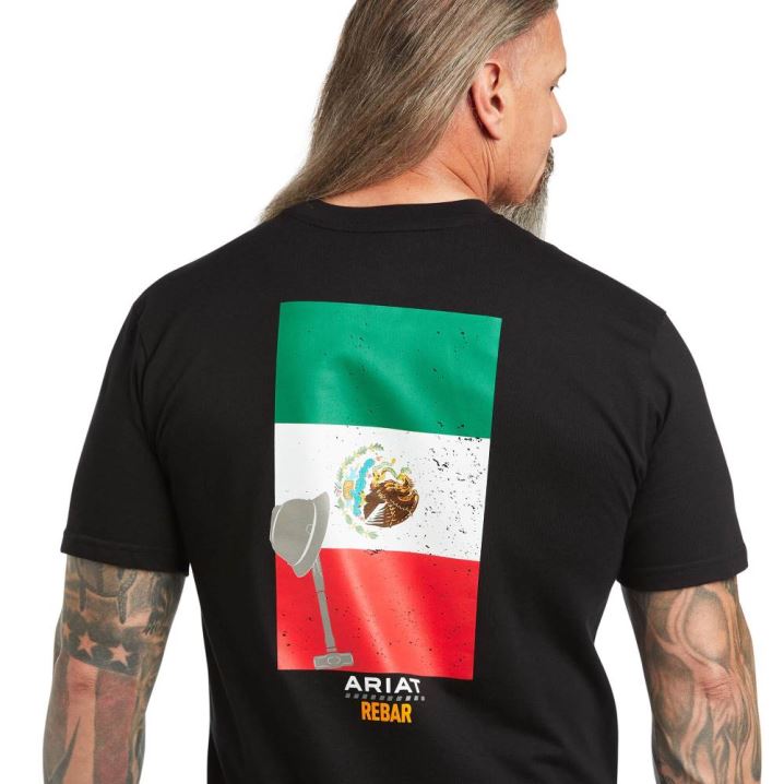 Ariat Rebar Cotton Strong Mexican Pride Grafične T-Shirt Črne | 1k6MeGVH