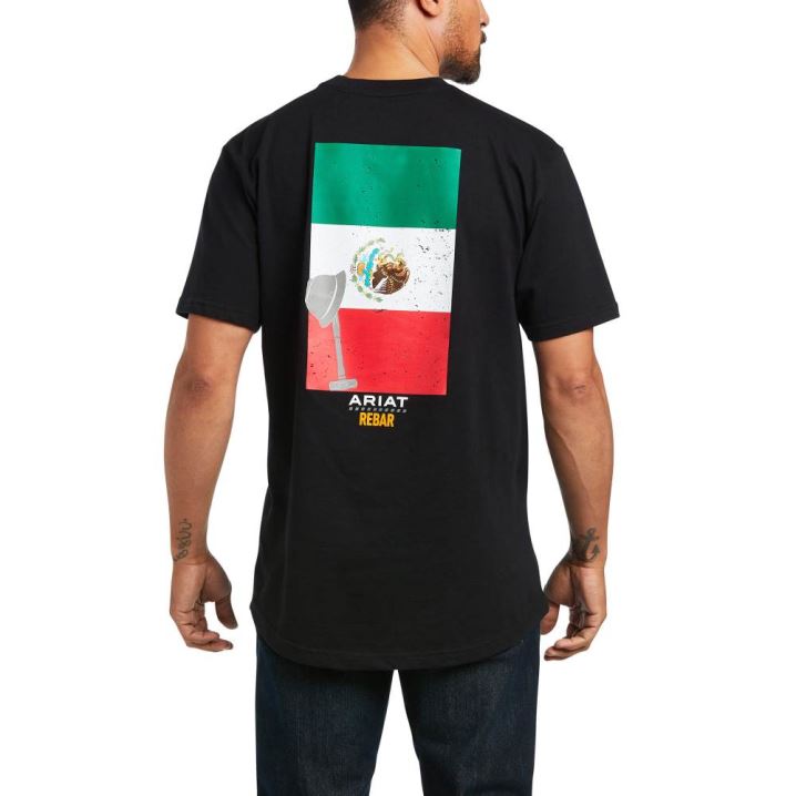 Ariat Rebar Cotton Strong Mexican Pride Grafične T-Shirt Črne | 1k6MeGVH