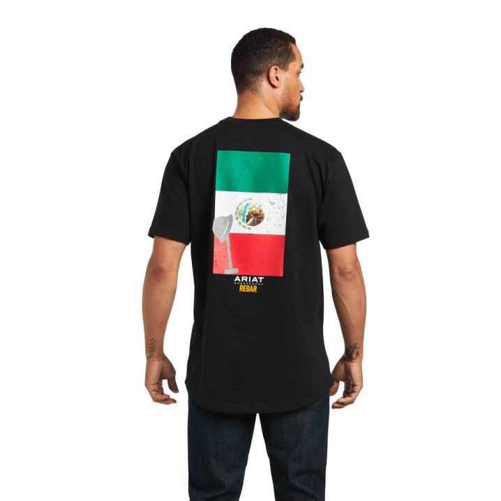 Ariat Rebar Cotton Strong Mexican Pride Grafične T-Shirt Črne | 1k6MeGVH