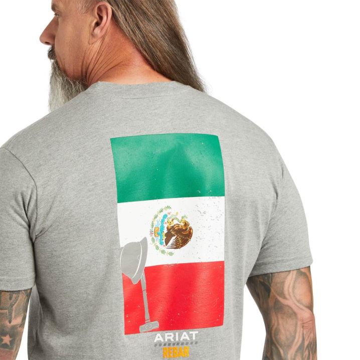 Ariat Rebar Cotton Strong Mexican Pride Grafične T-Shirt Sive | pzCLg8nF