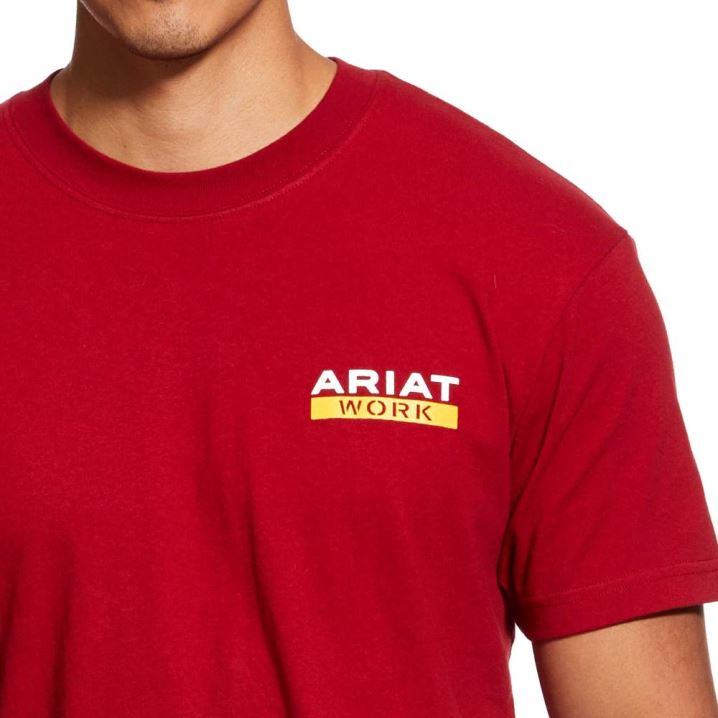 Ariat Rebar Cotton Strong Roughneck Grafične T-Shirt Rdeče | BCxhACRn