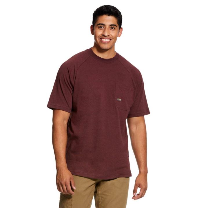 Ariat Rebar Cotton Strong T-Shirt Bordo | lK7nO7f1