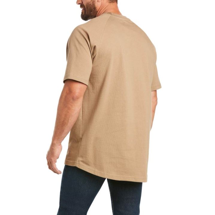 Ariat Rebar Cotton Strong T-Shirt Kaki | 7LYcSfa5