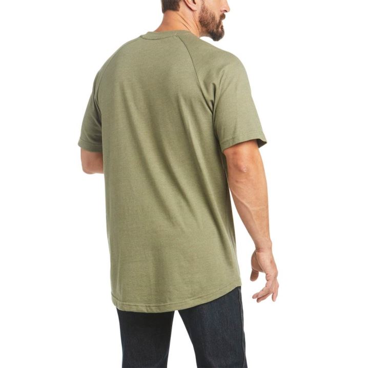 Ariat Rebar Cotton Strong T-Shirt Olivno Zelene | bxL5hcso