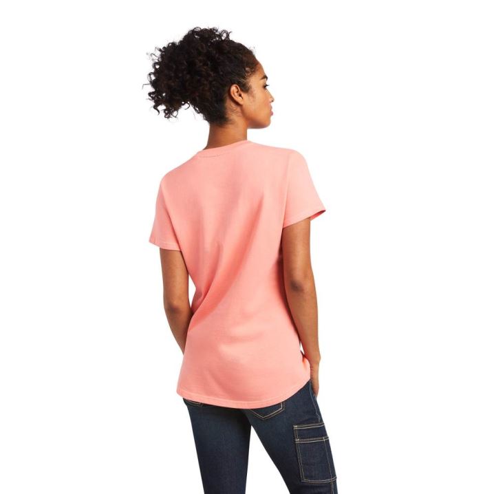 Ariat Rebar Cotton Strong V-Neck Top Summer Melon | lQjWawlB