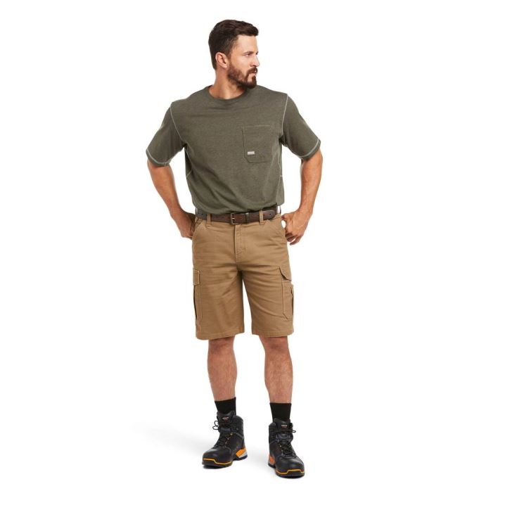 Ariat Rebar DuraStretch Made Tough Cargo Short Kaki | D6qmalCq