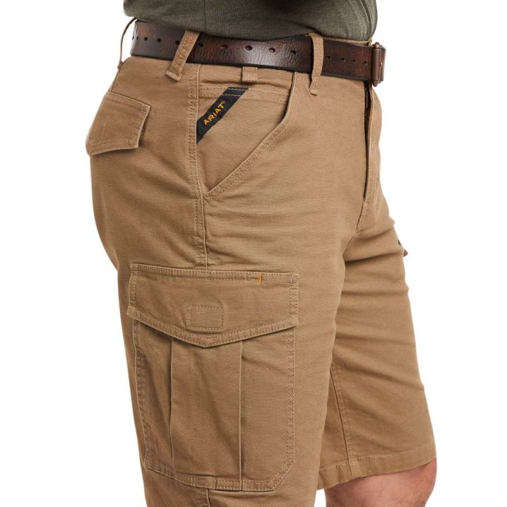 Ariat Rebar DuraStretch Made Tough Cargo Short Kaki | D6qmalCq