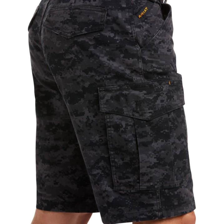 Ariat Rebar DuraStretch Made Tough Cargo Short Črne Maskirni Vzorec | XNsOSDJV