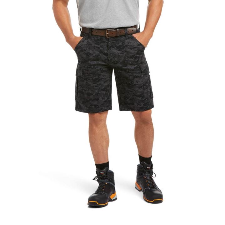 Ariat Rebar DuraStretch Made Tough Cargo Short Črne Maskirni Vzorec | XNsOSDJV