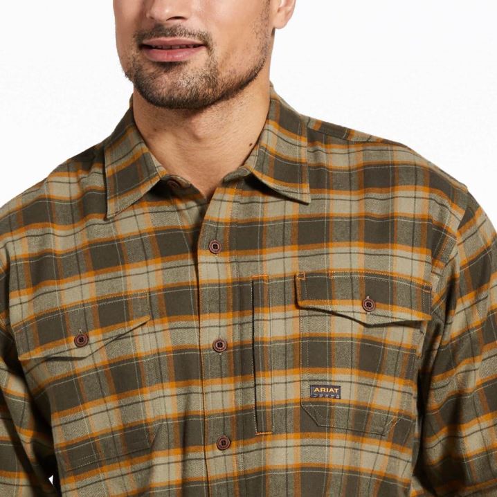 Ariat Rebar Flannel DuraStretch Work Shirt Olivno Zelene | BBznGxSC