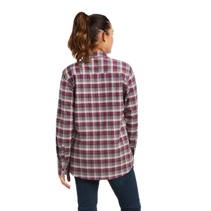 Ariat Rebar Flannel DuraStretch Work Shirt Vijolične | IHp2v1g7