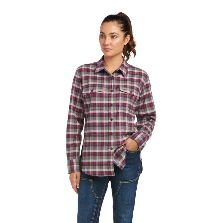 Ariat Rebar Flannel DuraStretch Work Shirt Vijolične | IHp2v1g7