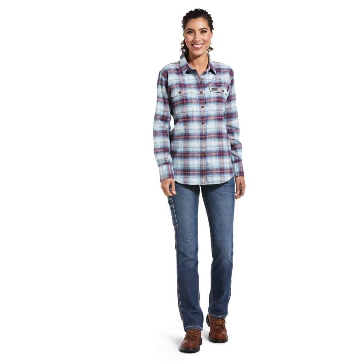 Ariat Rebar Flannel DuraStretch Work Shirt Modre | iyH8WWPx