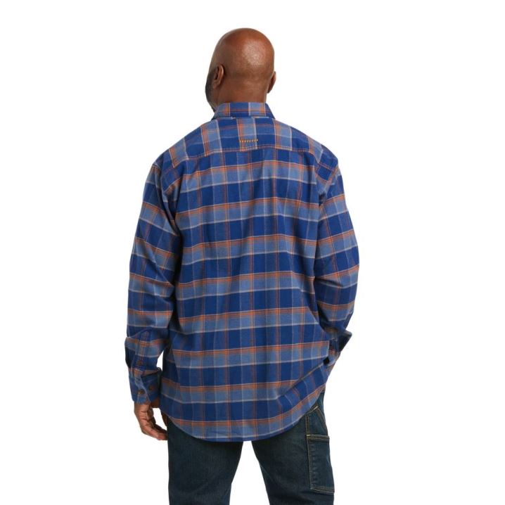 Ariat Rebar Flannel DuraStretch Work Shirt Modre | jbSwj2W3