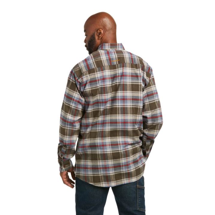 Ariat Rebar Flannel DuraStretch Work Shirt Wren Plaid | sykLWwKo