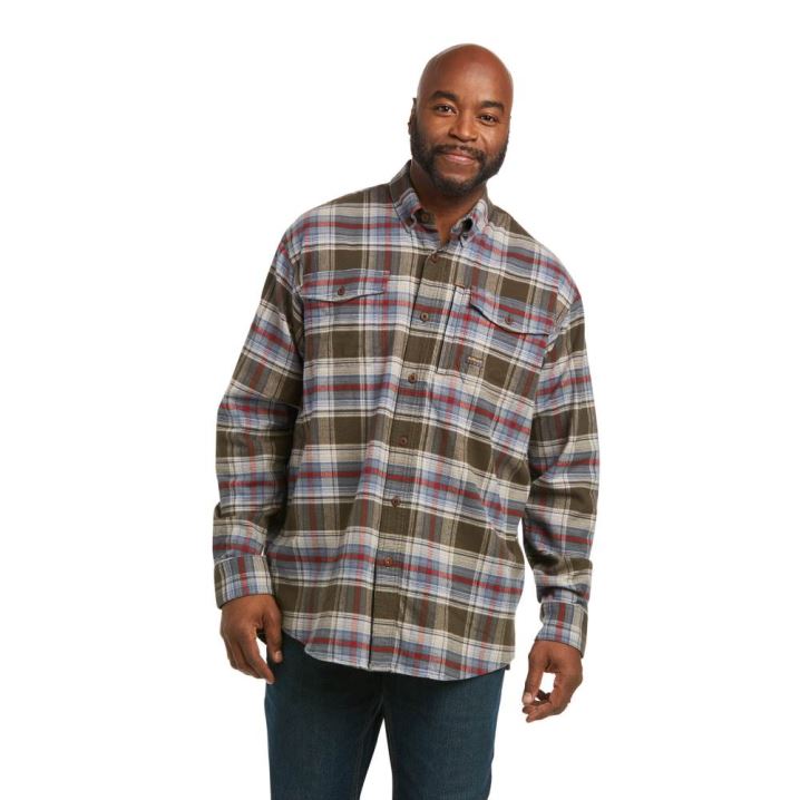 Ariat Rebar Flannel DuraStretch Work Shirt Wren Plaid | sykLWwKo