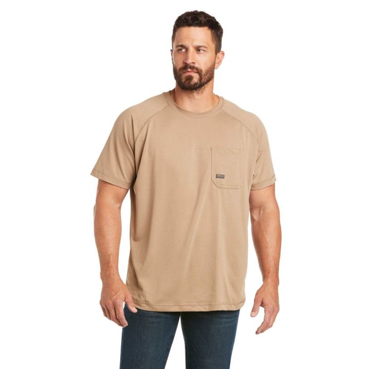 Ariat Rebar Heat Fighter T-Shirt Kaki | tRCBJaYT