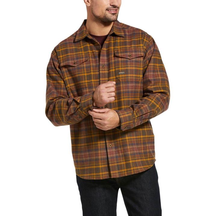 Ariat Rebar Heavyweight Flannel Shirt Wren Plaid | Rpj1TYkV