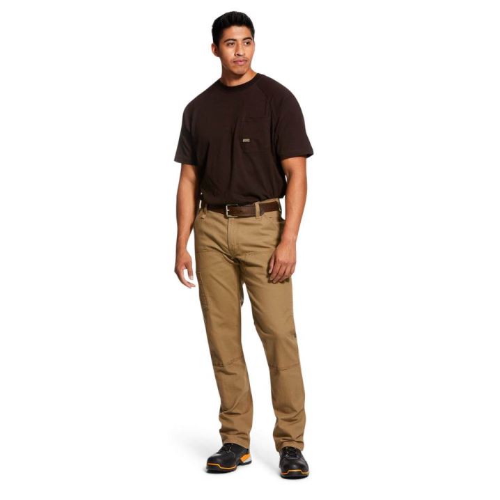 Ariat Rebar M4 Relaxed DuraStretch Made Tough Double Front Stackable Straight Leg Pant Kaki | 0uKBmp25