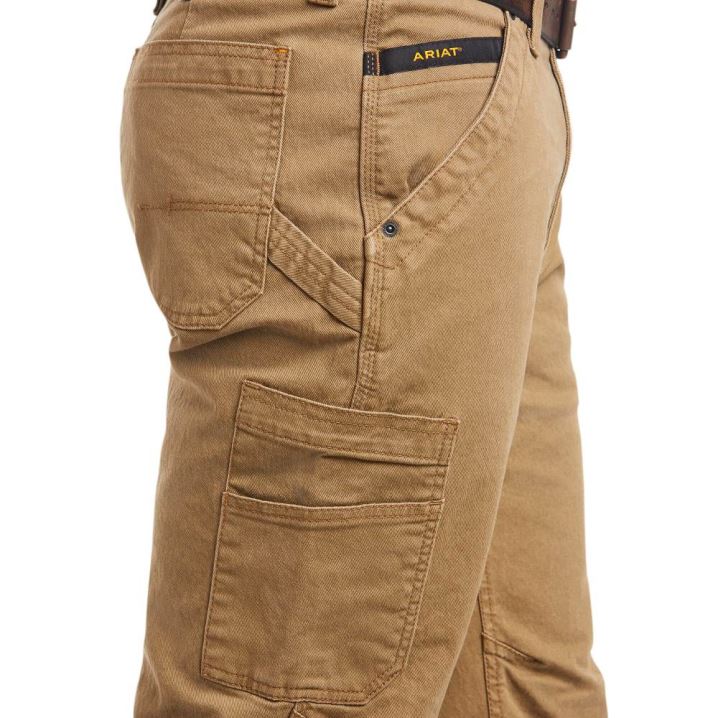 Ariat Rebar M4 Relaxed DuraStretch Washed Twill Dungaree Boot Cut Pant Kaki | cy217ppi