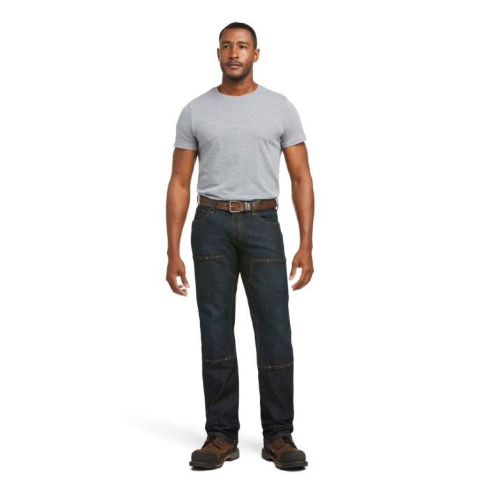 Ariat Rebar M5 Straight DuraStretch Basic Double Front Stackable Straight Leg Jean Sive Črne | eWMK2uQW