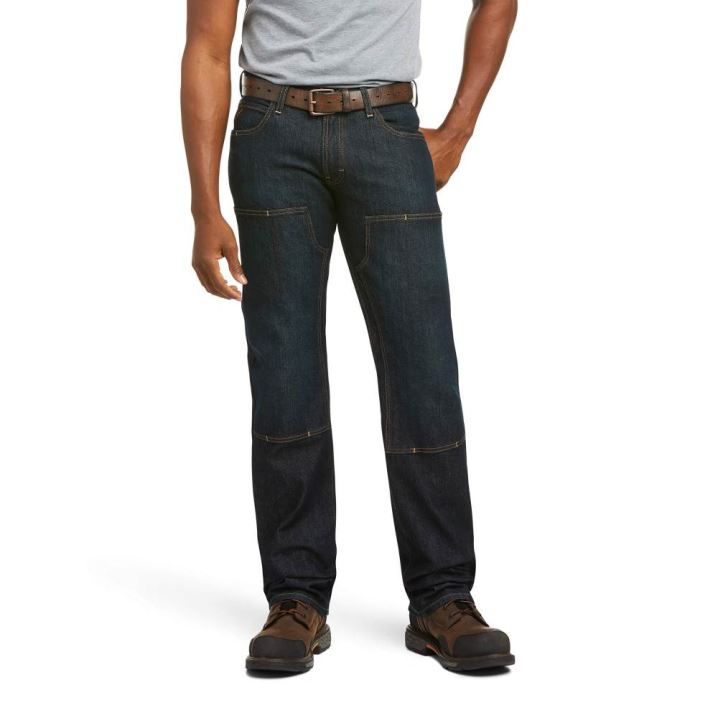 Ariat Rebar M5 Straight DuraStretch Basic Double Front Stackable Straight Leg Jean Sive Črne | eWMK2uQW