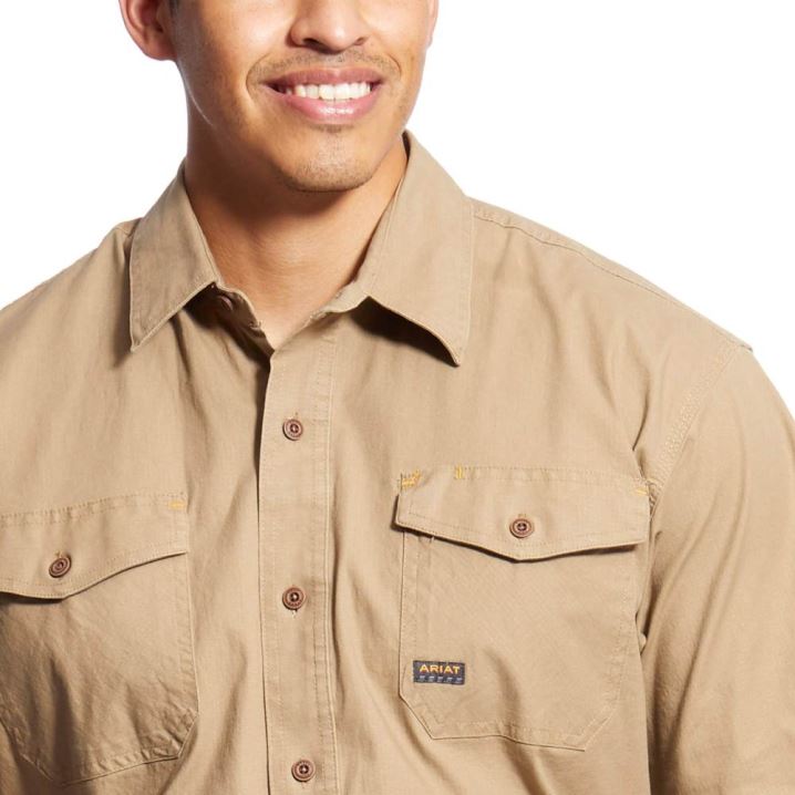 Ariat Rebar Made Tough DuraStretch Work Shirt Kaki | 2OYDfFaK