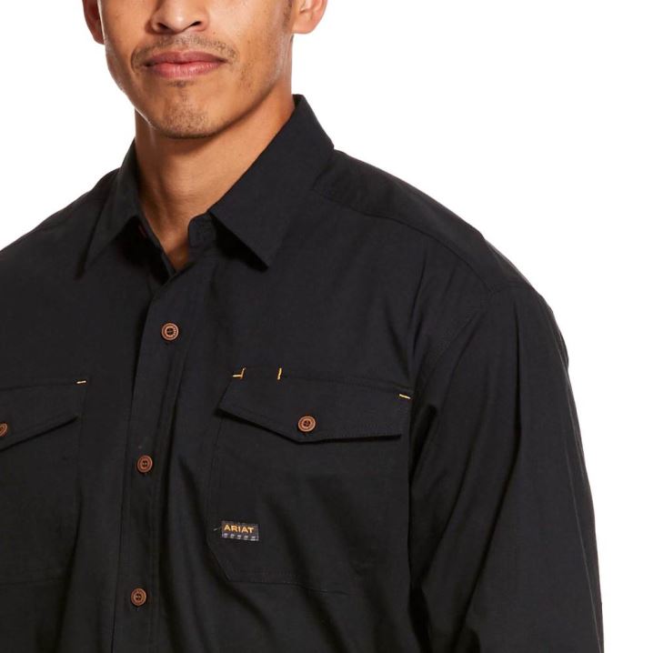 Ariat Rebar Made Tough DuraStretch Work Shirt Črne | D1KLbFb2