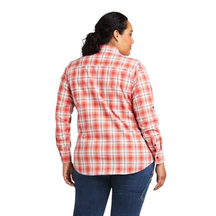 Ariat Rebar Made Tough DuraStretch Work Shirt Cranberry | PG7o8CfF