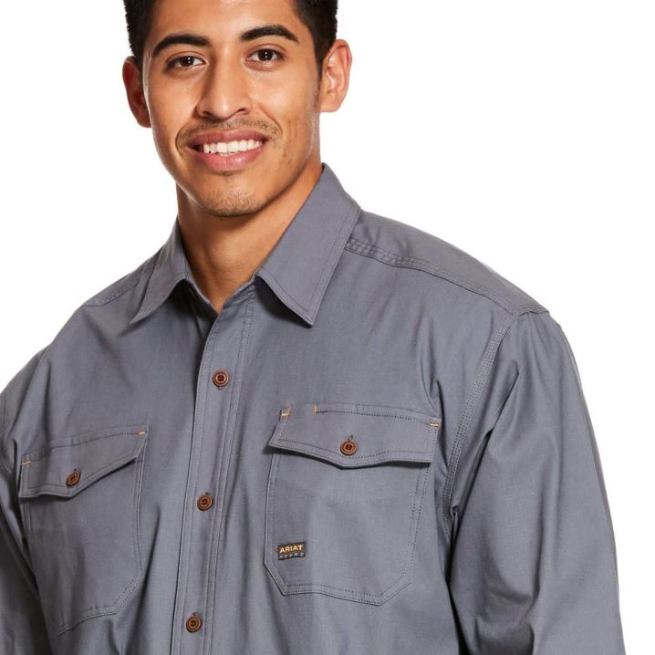 Ariat Rebar Made Tough DuraStretch Work Shirt Steel | vnH5vKBt