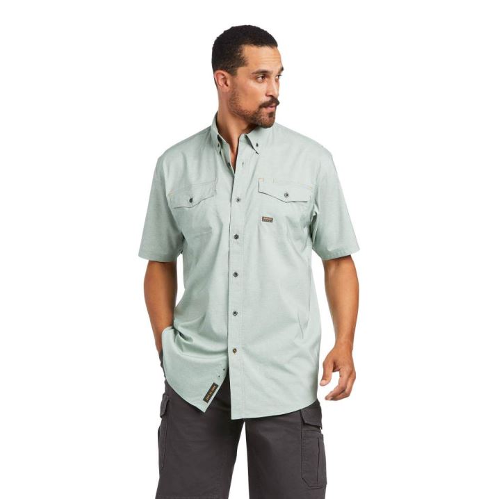 Ariat Rebar Made Tough VentTEK DuraStretch Work Shirt Zelene | M4PjJFVW