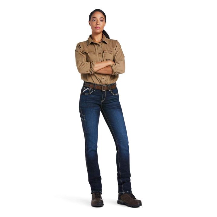 Ariat Rebar Perfect Rise Work Flex Riveter Slim Leg Jean Frances | a81jKf3w