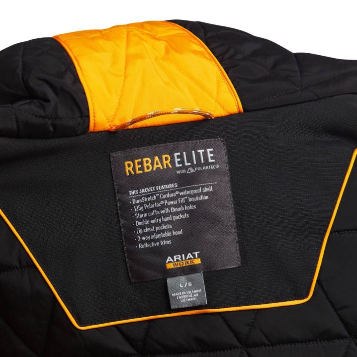 Ariat Rebar Polartec Elite Waterproof Insulated Jacket Črne | 3jEGsume