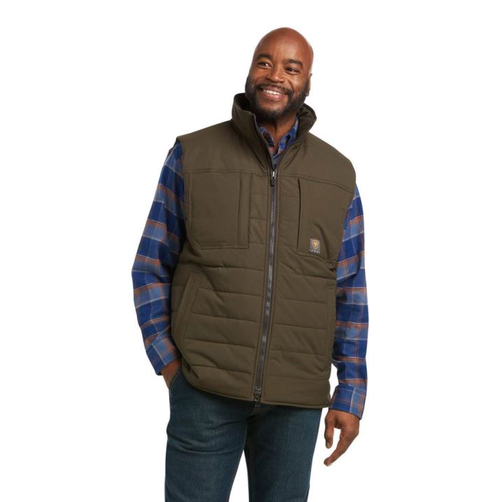 Ariat Rebar Valiant Stretch Canvas Water Resistant Insulated Vest Wren | JXeV8xKc