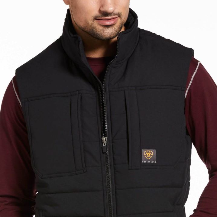 Ariat Rebar Valiant Stretch Canvas Water Resistant Insulated Vest Črne | PK49uT7e