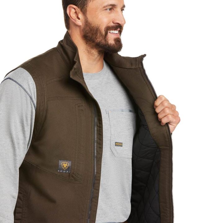 Ariat Rebar Washed DuraCanvas Insulated Vest Wren | O1wPrXbN