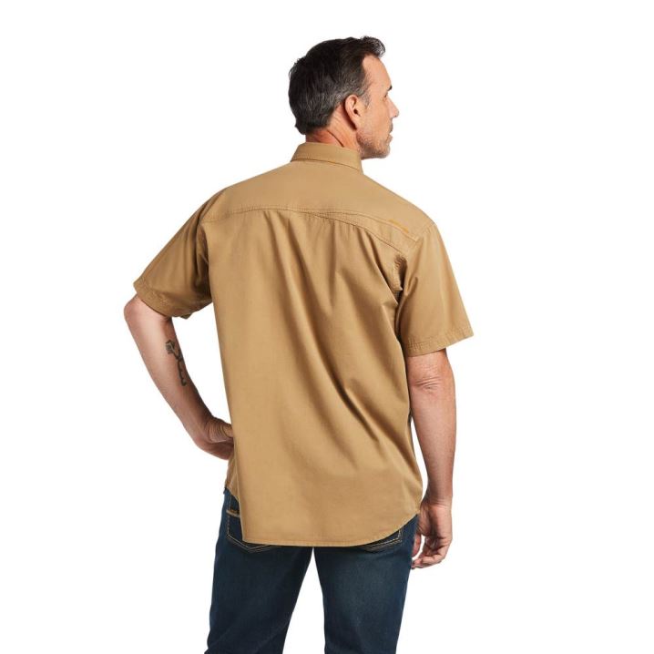 Ariat Rebar Washed Twill Work Shirt Kaki | twhpHfmS