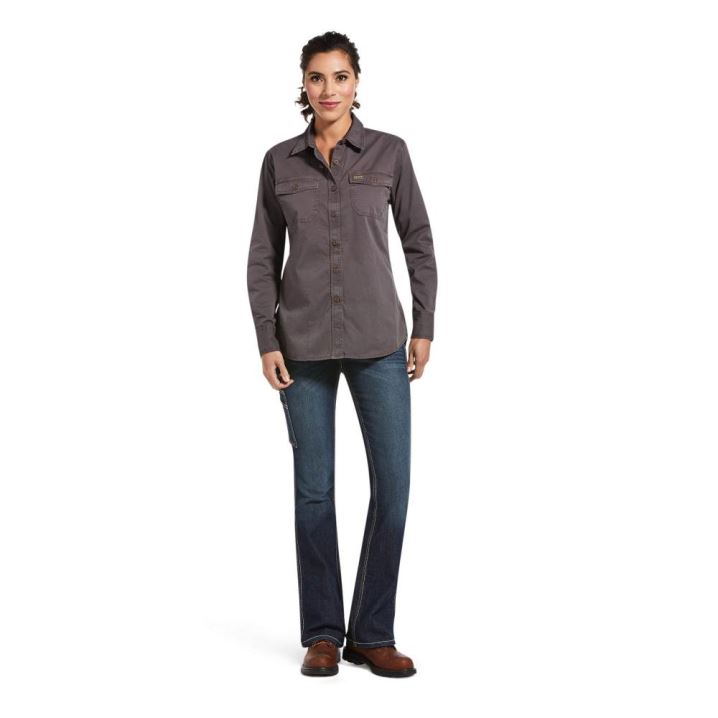 Ariat Rebar Washed Twill Work Shirt Sive | 5JFHKKwW