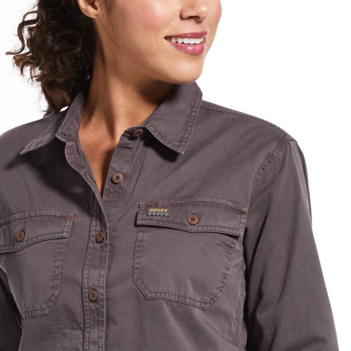 Ariat Rebar Washed Twill Work Shirt Sive | 5JFHKKwW