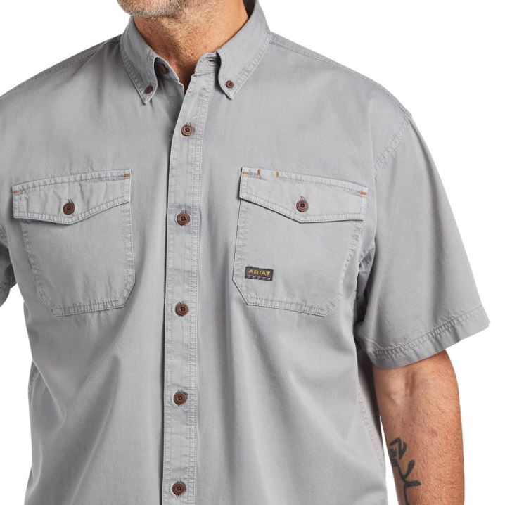 Ariat Rebar Washed Twill Work Shirt Srebrne | A34vb9Av