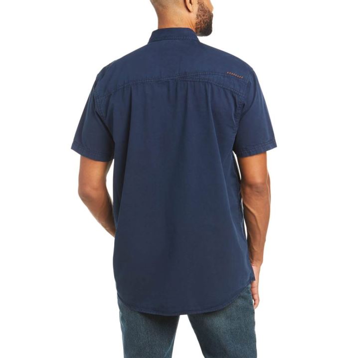 Ariat Rebar Washed Twill Work Shirt Temno Modre | NIvtcb2o