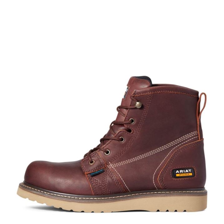 Ariat Rebar Wedge 6" Waterproof Work Boot Bakrene | QjFipKGb