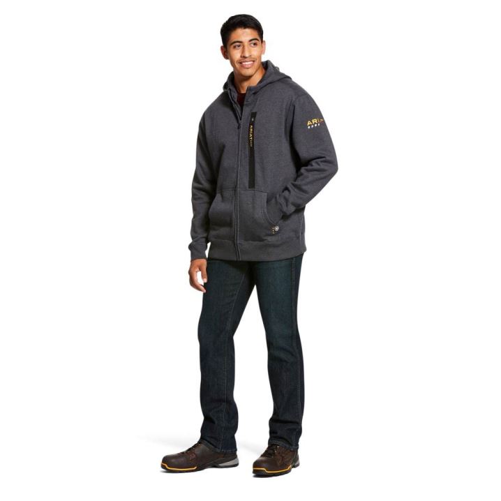 Ariat Rebar Workman Full Zip Hoodie Sive | yBJXATAY