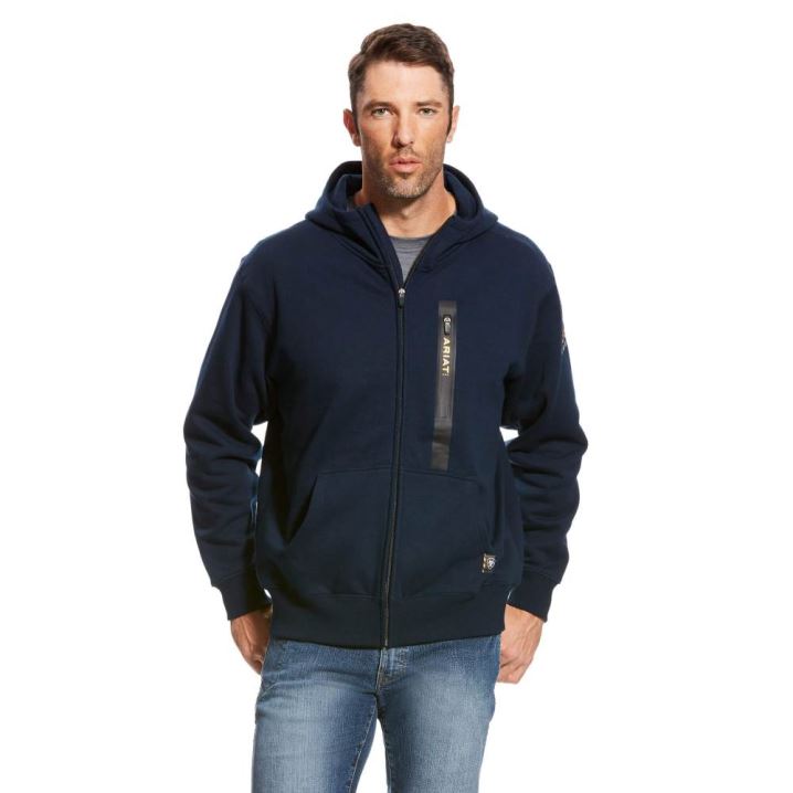 Ariat Rebar Workman Full Zip Hoodie Temno Modre | loNSxAAL