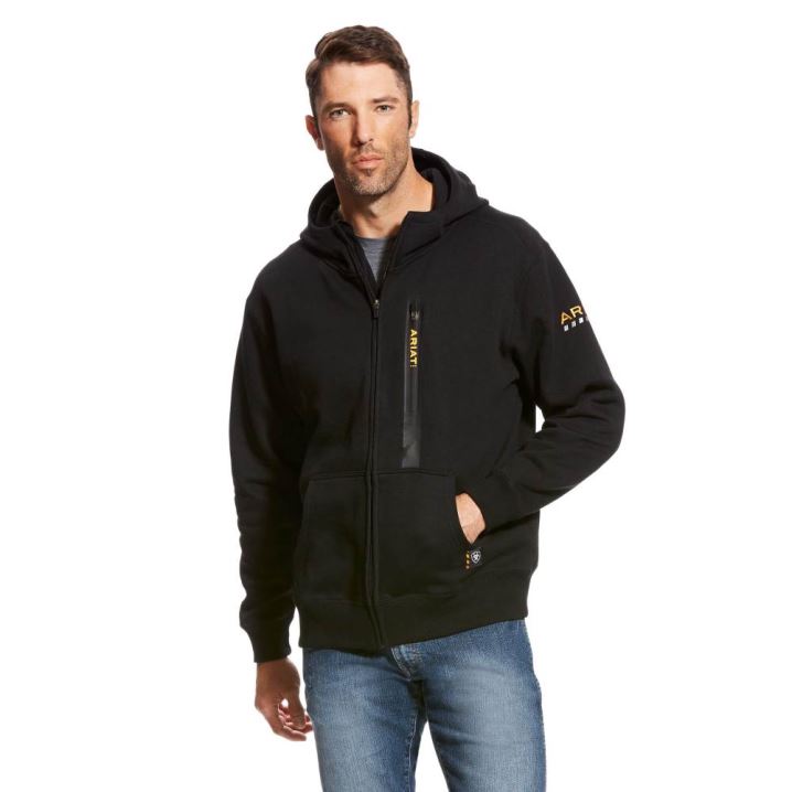 Ariat Rebar Workman Full Zip Hoodie Črne | uWAI9vLG