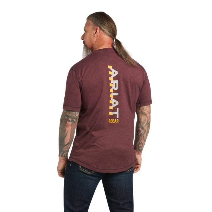 Ariat Rebar Workman Logo T-Shirt Malbec Heather | a17t4byE