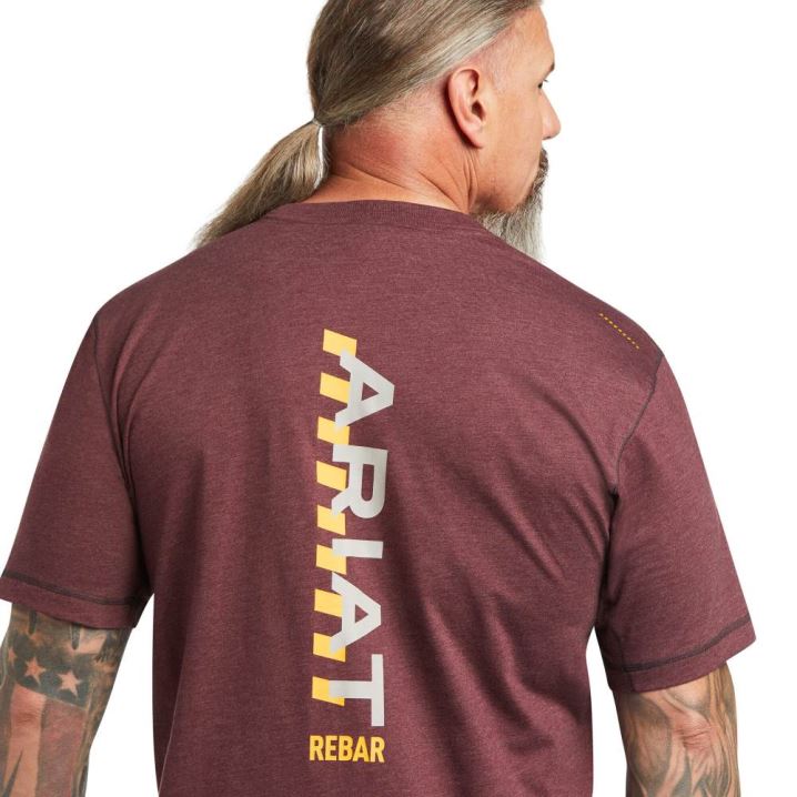 Ariat Rebar Workman Logo T-Shirt Malbec Heather | a17t4byE