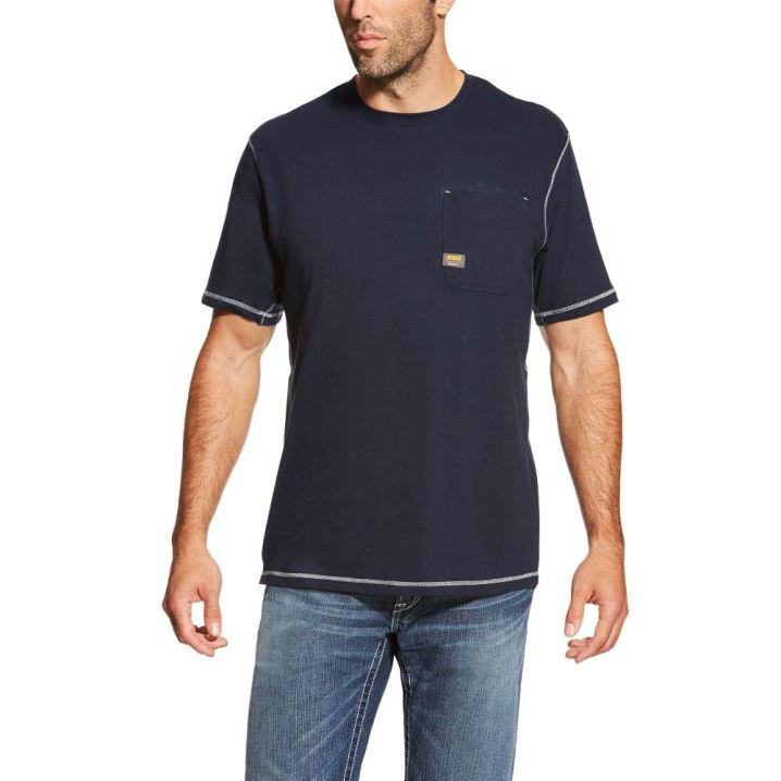 Ariat Rebar Workman T-Shirt Temno Modre | mthafzHa