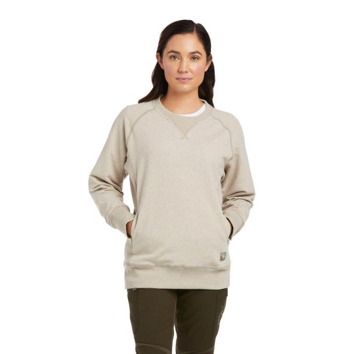 Ariat Rebar Workman Washed Fleece Sweatshirt Oatmeal Heather | chRhvnNw